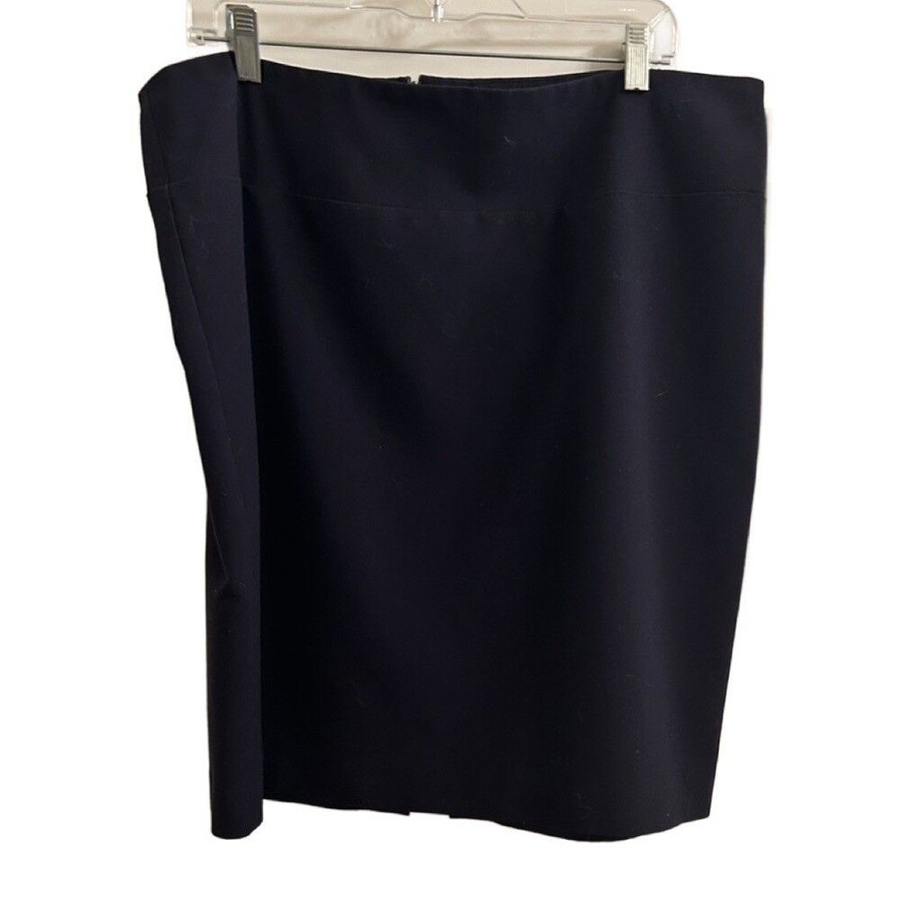 Ellen Tracy Navy Blue Lined Knee Length Pencil Skirt Classic Career Sz 16